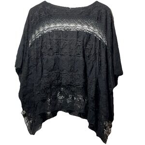 Tata Jolie Black Lace Batwing Sleeves Women's Size S/M Cropped Top